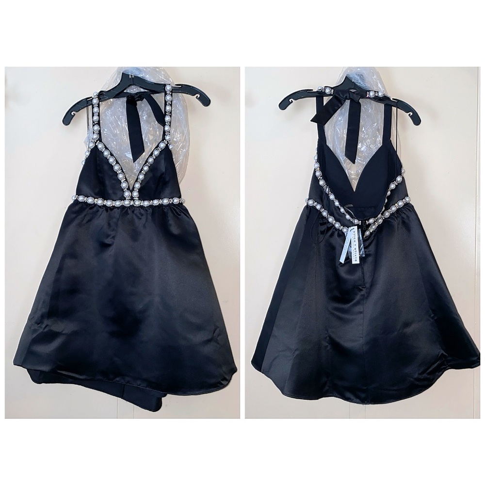Alice + Olivia Laurena Pearl Embellished Empire Waist Mini Party Dress - Picture 8 of 16